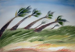 "Texas Palm Trees" watercolor, 22" x 30"