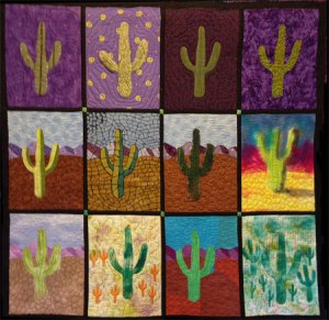Saguaro Journey, and art quilt by Mary Fitzgibbons