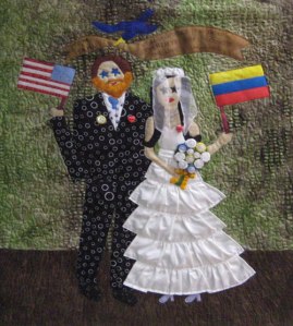 One Love, an art quilt, by Mary Fitzgibbons