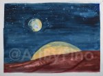 Mars with Two Moons, by Mary P. Williams. Framed (metal) with double matting $800